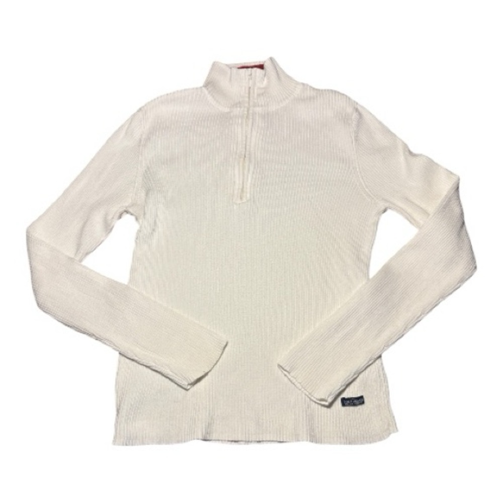 Vintage 90s Polo Jeans Co. Ralph Lauren Ribbed Quarter Zip Top white sweater